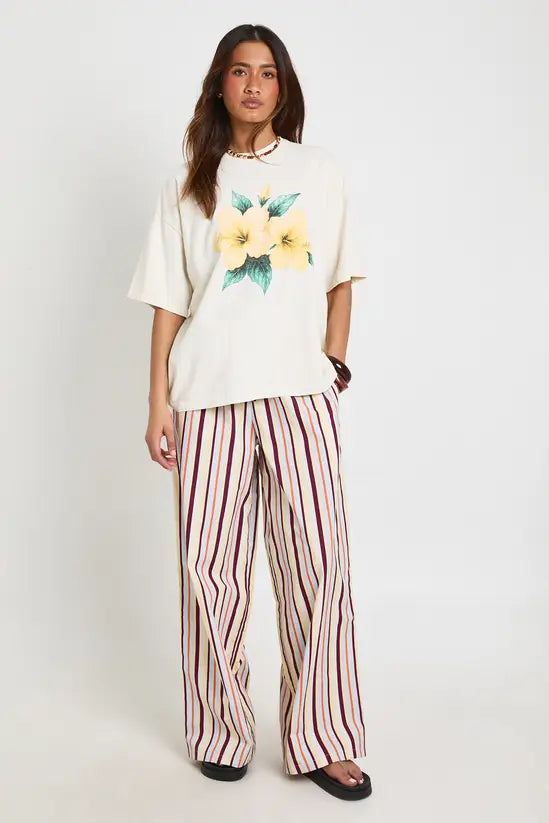 Poplin Drawcord Wide Leg Trouser