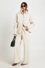 Chambray Slouchy Wide Leg Trousers